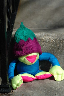 purple produce hat